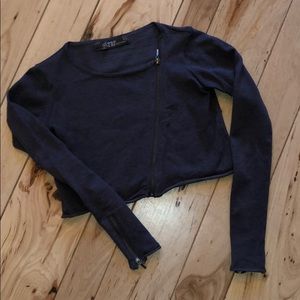 Zippered Knit Crop Top Sweater